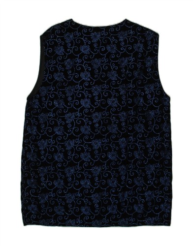 VINTAGE Womens Gilet EU 42 Large Black Floral Acetate BH02 - Picture 2 of 3