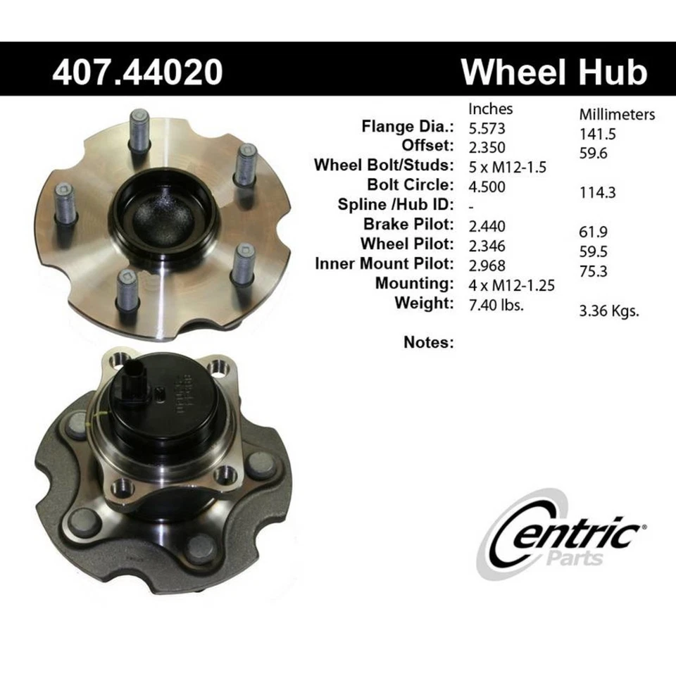 407.44020E Buje de rueda centrado lado conductor trasero o pasajero derecho izquierdo/derecho Foto 2 de 2