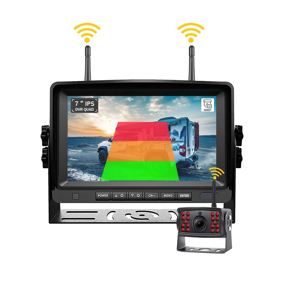 Wireless RV/trailer 7" DVR monitor, 1080P rear view camera BSD for Truck/Bus... - Image 4 of 4
