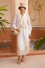 Alemais linen rose jasmine embroidered dress