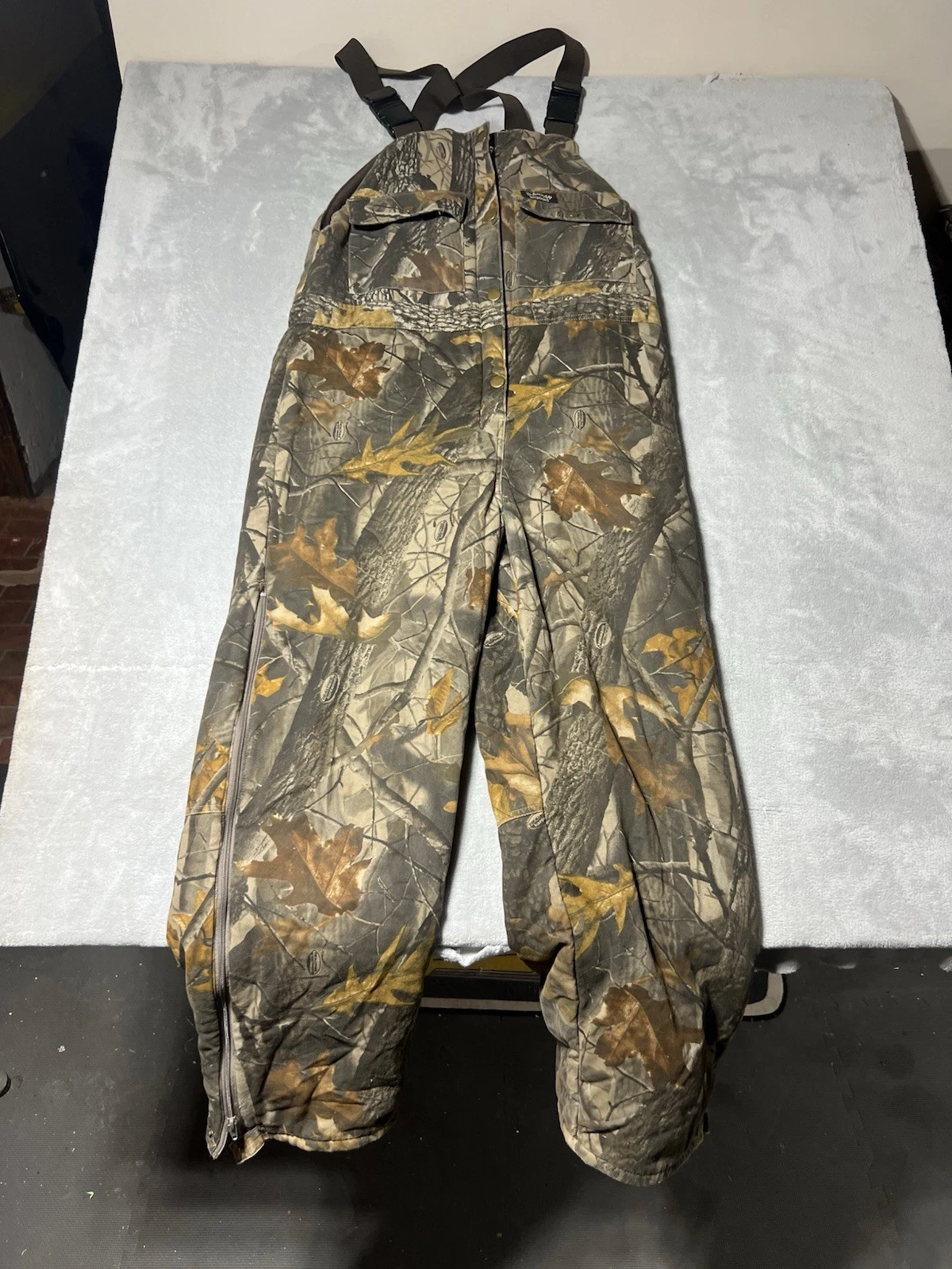 Spartan Outdoors Mens Lined Overall Bibs Sz M Camo Forest Camoflauge
