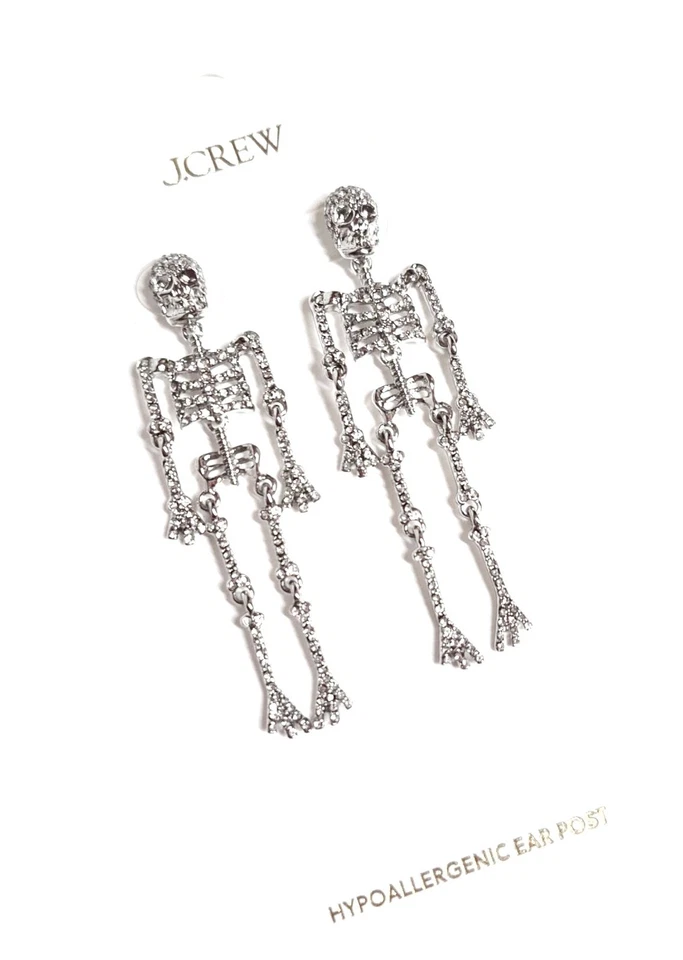 J.Crew заводской скелет подвеской заявление серьги кристалл серебристый BU550 новый - Изображение 2 из 4