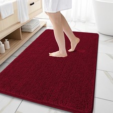 OLANLY Large Bathroom Rugs 59x35, Extra Soft Absorbent 59" X 35", Red