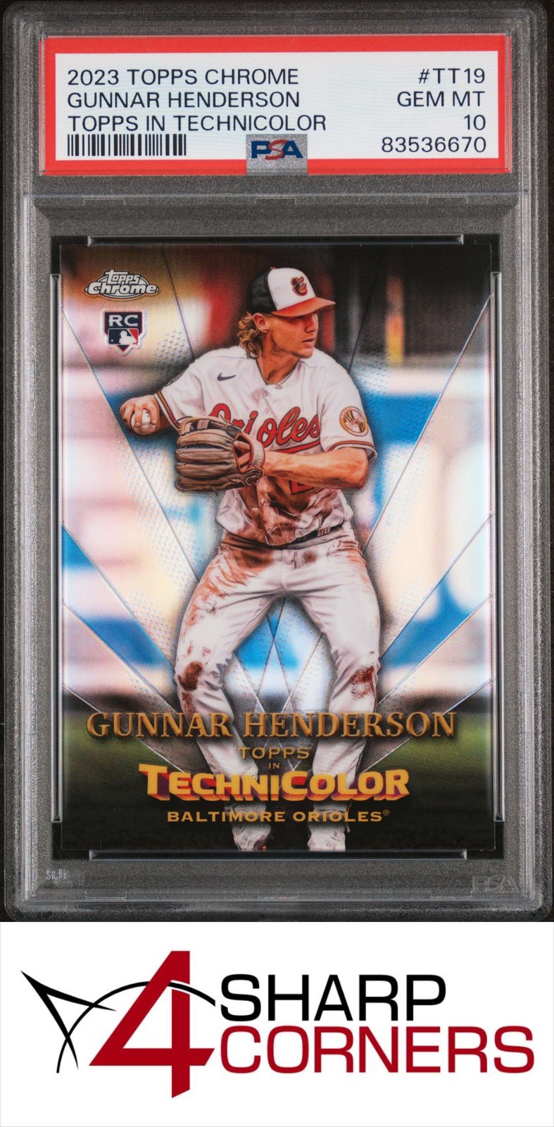 2023 TOPPS CHROME IN TECHNICOLOR #TT19 GUNNAR HENDERSON RC PSA 10