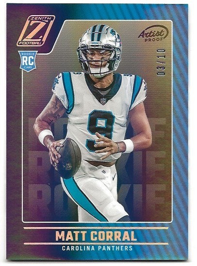 Matt Corral 2022 Panini Zenith Artist Proof Gold 03/10 Carolina Panthers