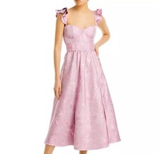 $525 V. Chapman Anthropologie Vera Orchid Purple Pink Baroque Floral Dress Sz 8
