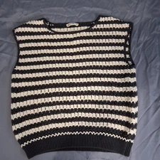 Marine Layer FAYE Sweater Women sz S White Blue Crochet Sleeveless Coastal  
