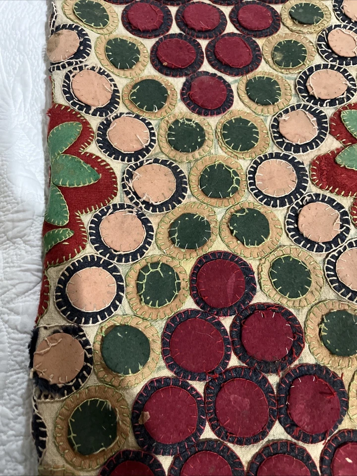 "Apliques de lana primitivos centavos en capas alfombra de corredor de mesa 64"" X 22""" Foto 4 de 4