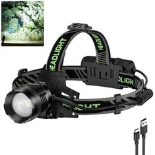 Kungf 1Pack Rechargeable Headlamp Super Bright, 99000 Lumens LED Head Lamp with