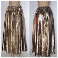 Foil GOLD Vintage METALLIC Lam  SATIN Half Slip SKIRT Glossy SHINY Long L