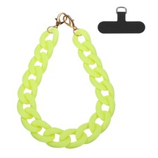 Phone Wrist Strap, 15" Acrylic Cellphone Chain with Tether Tab, Bright Yellow