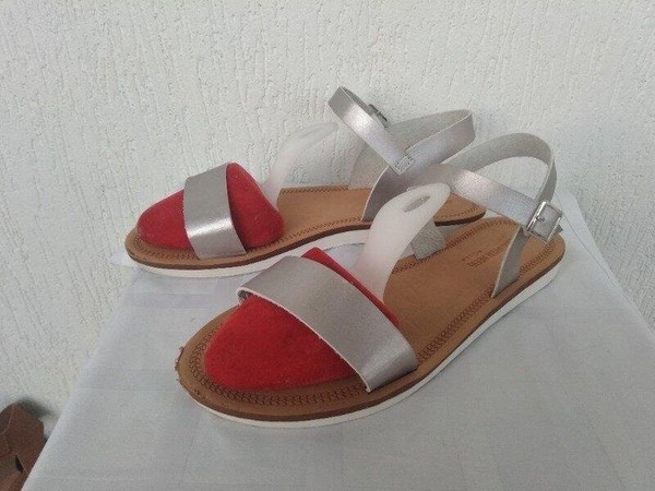 Women Head Heels Silver Leather 39