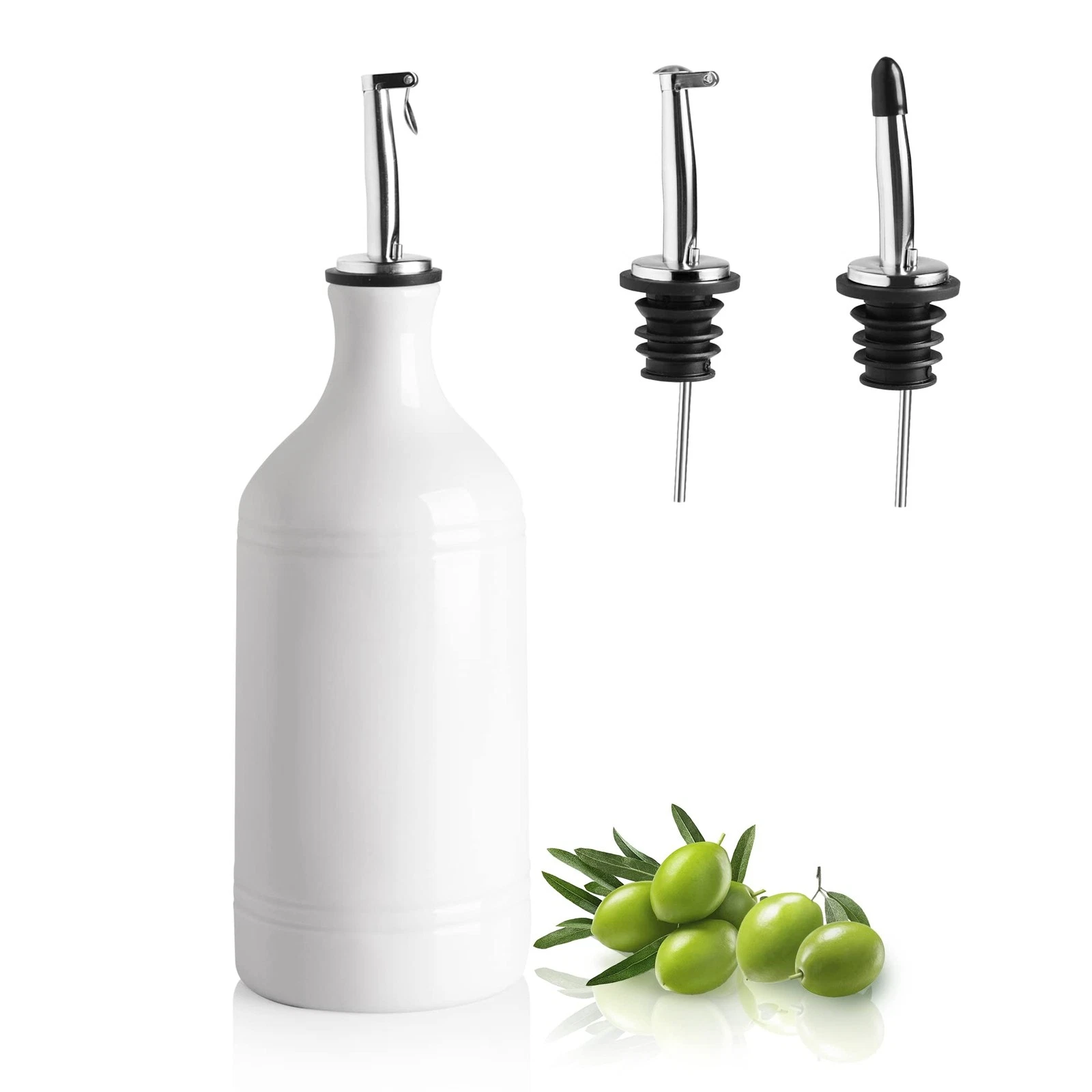 Sweejar Ceramic Olive Oil Dispenser Bottle, Opaque Cruet, 15.5oz