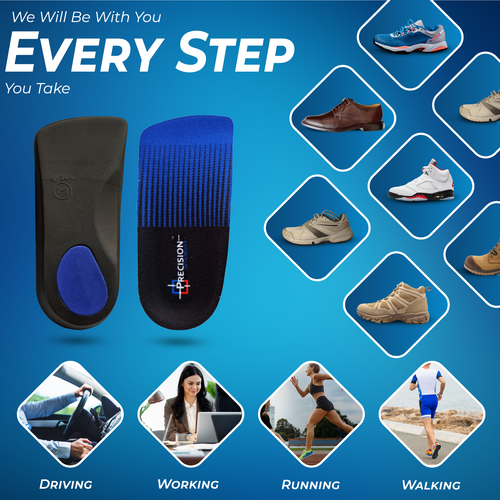 3/4 Orthotic Arch Support Insoles For Plantar Fasciitis Fallen Arches Flat Feet - Imagen 5 de 12