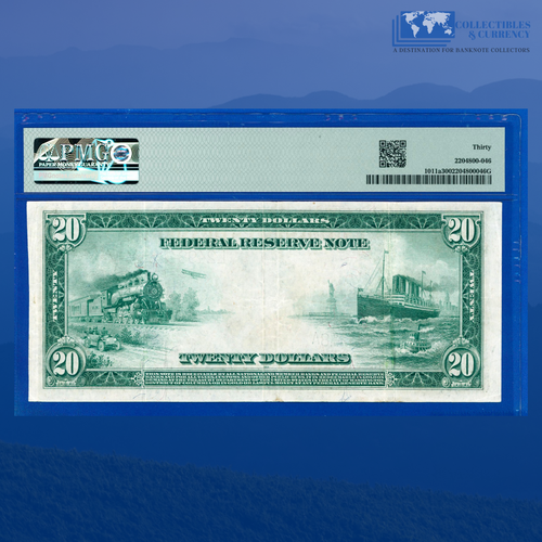 Fr.1011a 1914 $20 Twenty Dollars Federal Reserve Note San Fran, PMG VF 30 #84217 - Picture 2 of 3