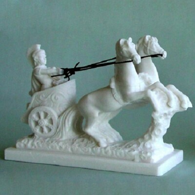 Maska 5-123W Krieger mit Streitwagen Chariot 19 cm Alabaster Weiss Krieger
