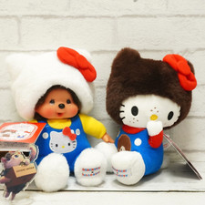 Monchhichi x Hello Kitty Plush doll SET S size Sekiguchi New Japan w/ tag