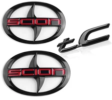 3Pcs BRAND NEW SCION TC Front Rear Gloss Black Badge Emblem 2011-2016 tC F/R GBR