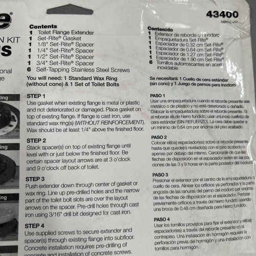 Oatey Set-Rite 43400 Toilet Flange Extension Kit New ! - Picture 16 of 20