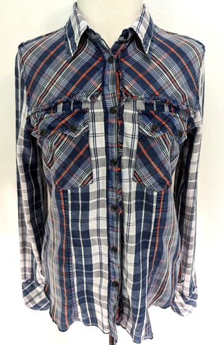 DENIM & SUPPLY Ralph Lauren Para Mujer S Camisa Occidental a Cuadros Diente de Sierra a Presión ~ NUEVA * - Imagen 5 de 10