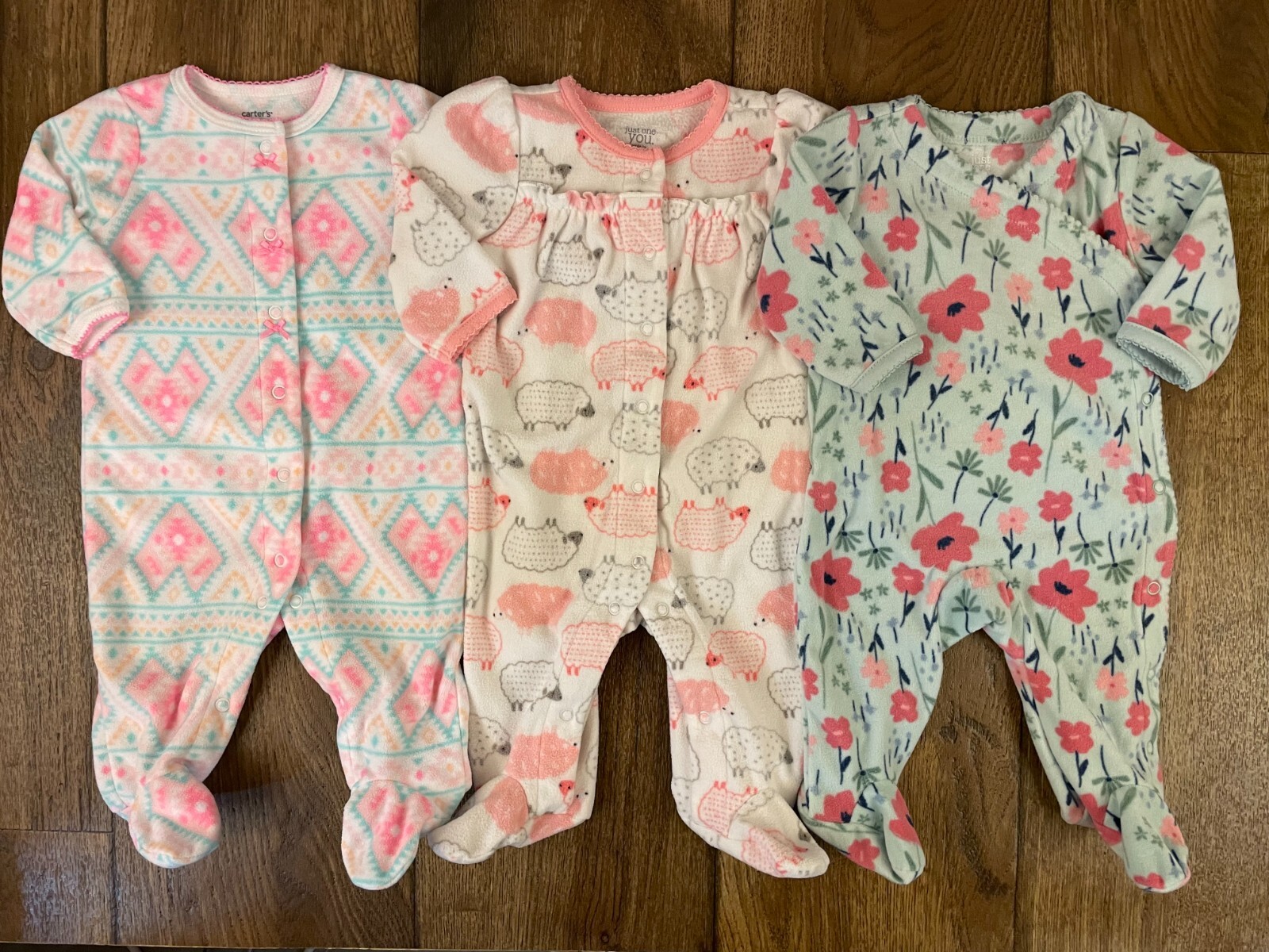 Baby Girl Sleepers 3 Mo Fleece Footed Outfit Pajama Clothes Lot Bundle