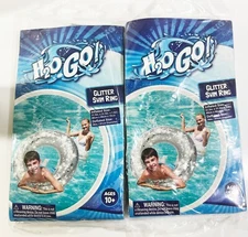 LOT OF 2 H2O Go! Inflatable Glitter Swim Ring Ages +10 Years Water Pool NEW