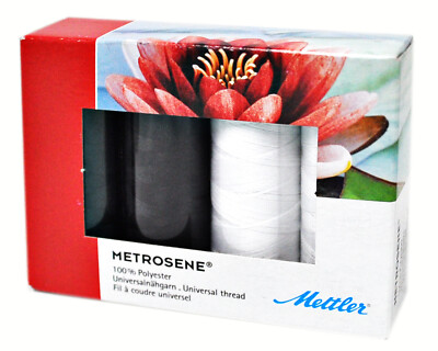 Mettler Metrosene 4 Spool Thread Set Black and White