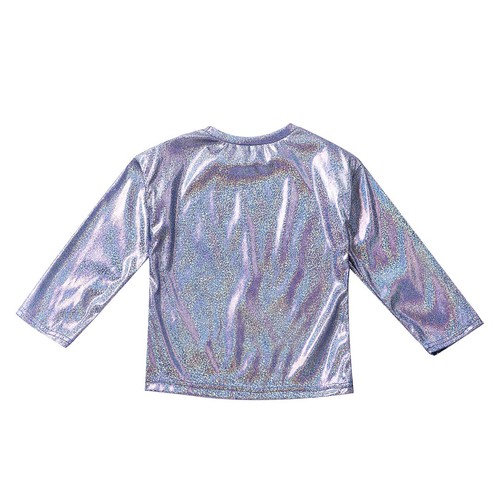Kids Girls Boys Shiny Metallic T-shirt Sparkly Jazz Dance Top Performance Blouse - Picture 30 of 126
