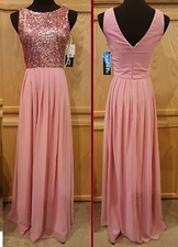 Xscape XS8109 Pink Sequin Chiffon Fit & Flowy Formal Maxi Ball Gown - MSRP $214