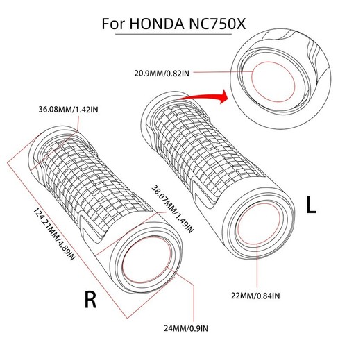 For HONDA NC750X NC 750X NC750 X 2014-2020 Accessories Aluminium Handlebar Grips - Picture 6 of 14