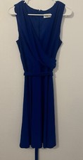 Eliza J Surplice Faux Wrap Dress Cocktail Office Stretch Cobalt Size 10