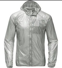 New North Face Flight  Jacket W/Hoodie Translucent. Gray. Chest Zip Pocket. NWOT