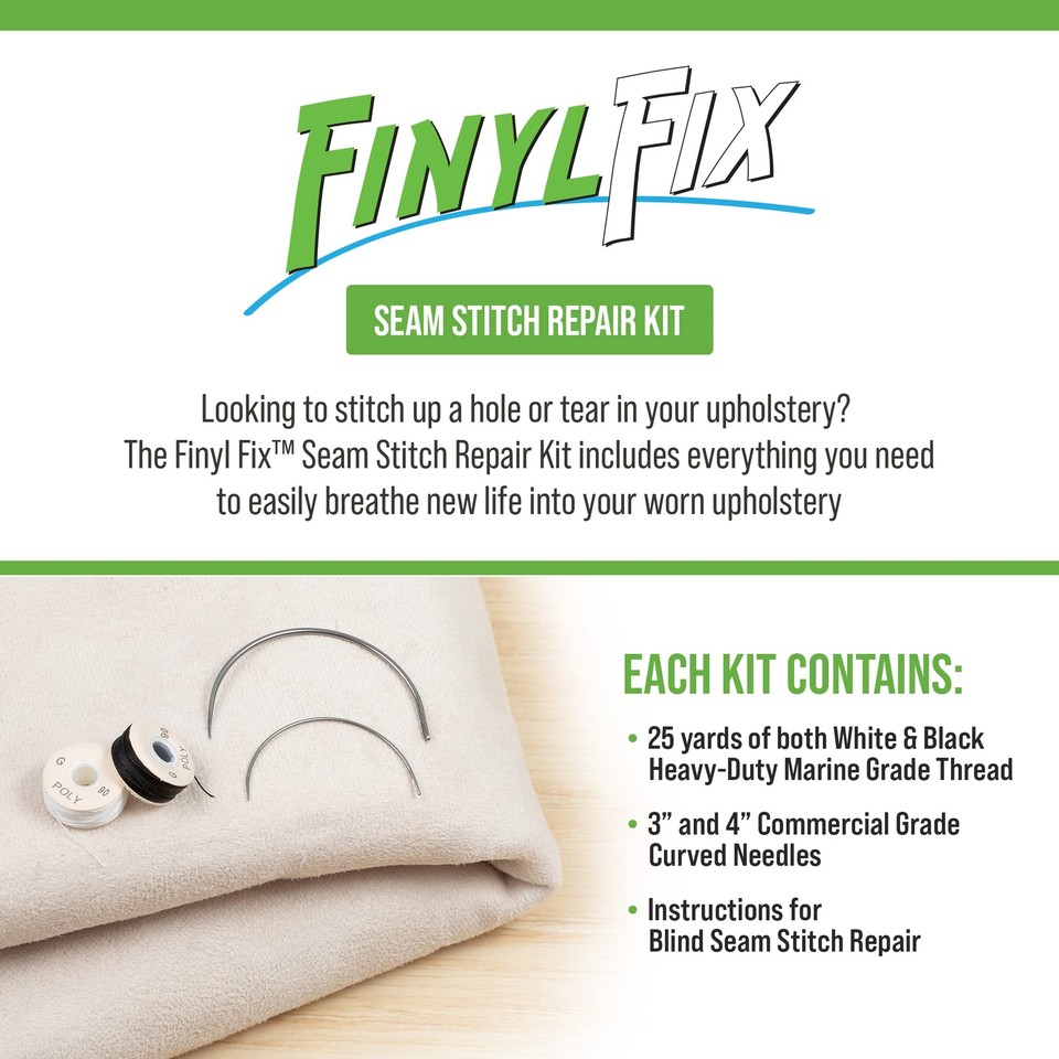 Finyl Fix Seam Stitch Repair Kit Restore Seam Damage on Vinyl, Fabric