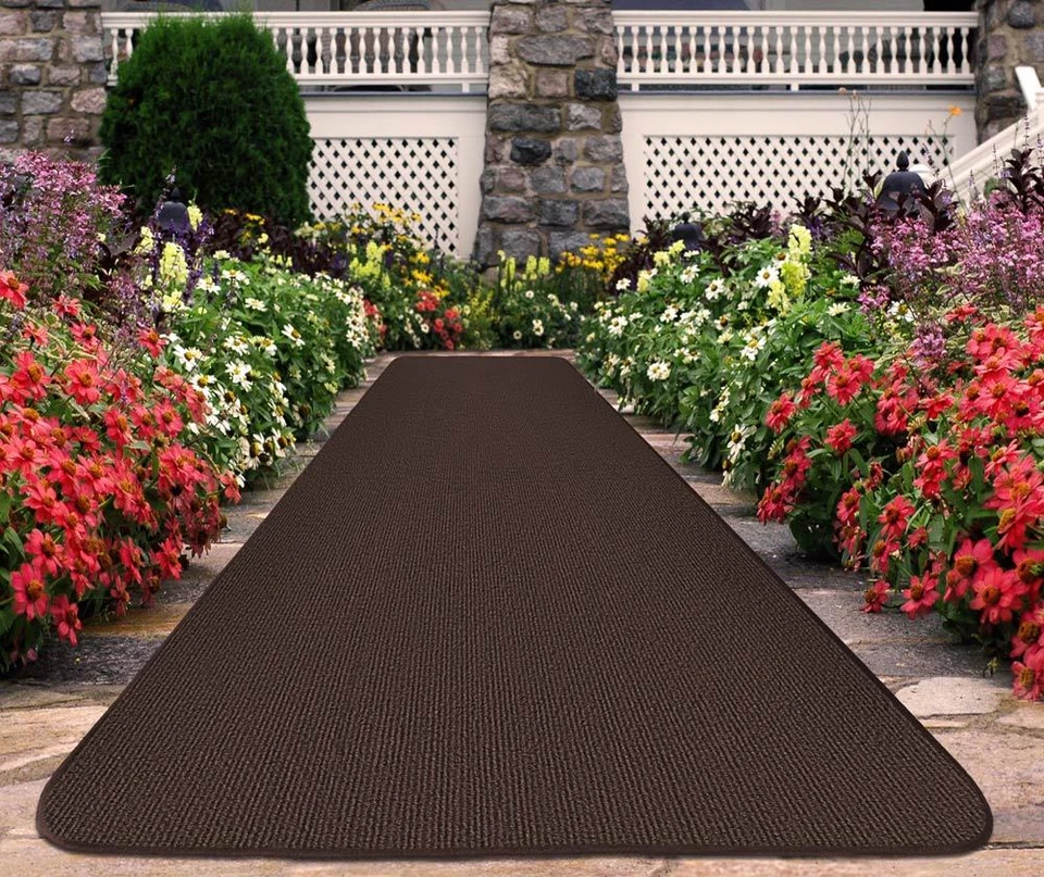 OUTDOOR CARPET RUNNER DARK BROWN patio deck event rug floor mat - Image 3 of 4