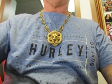 Huge 18k Lion Head on Large 14k Gold Necklace 