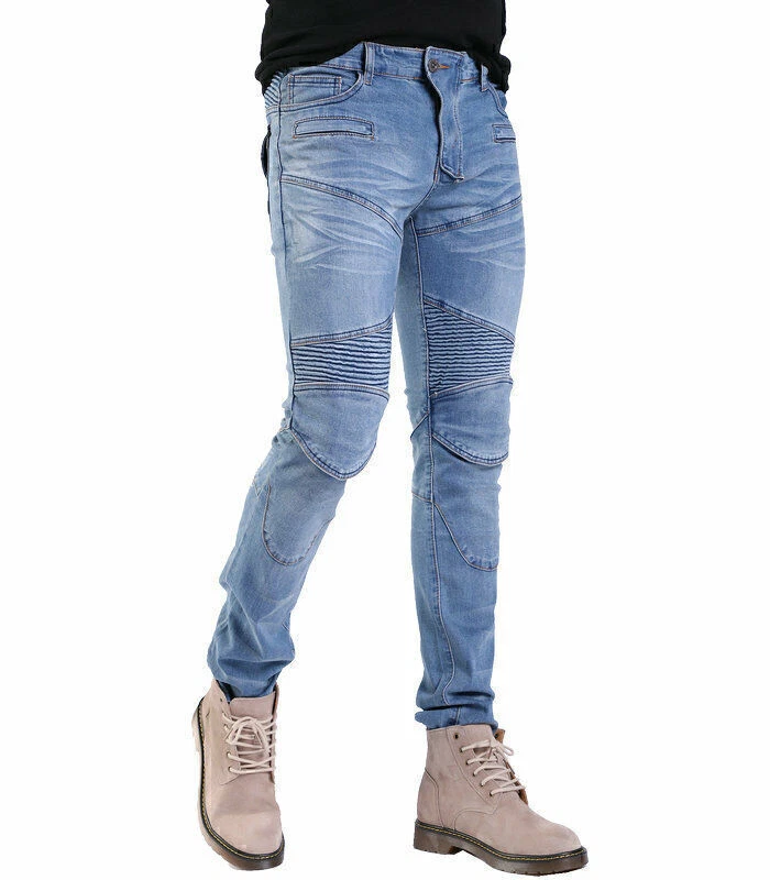 Summer Motorcycle Jeans Mens Motorbike Trousers Denim Pants With Protective Gear - Image 4 of 4