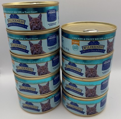 9 Blue Wilderness Wild Delight Wet Adult Cat Food Chicken & Trout 5.5 Oz 4/26