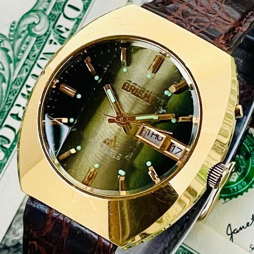 Orient Chrono Ace Automatic Winding 23 Jewels Analog Green Dial Antique