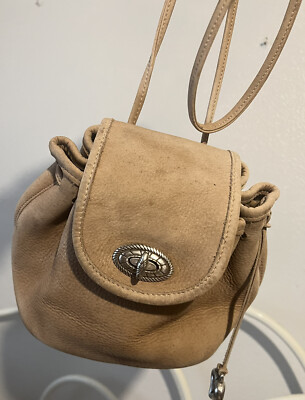 BRIGHTON  USA Vintage Buckskin Leather Sm MG Flap  Pouch Shoulder Saddle Bag