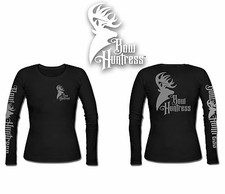 Bow Huntress Logo t shirt Women's Long sleeve hunting deer hunting logo hunter