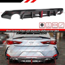 FOR 2017-2022 INFINITI Q60 RS JDM V2 LED LINE CARBON FIBER REAR BUMPER DIFFUSER