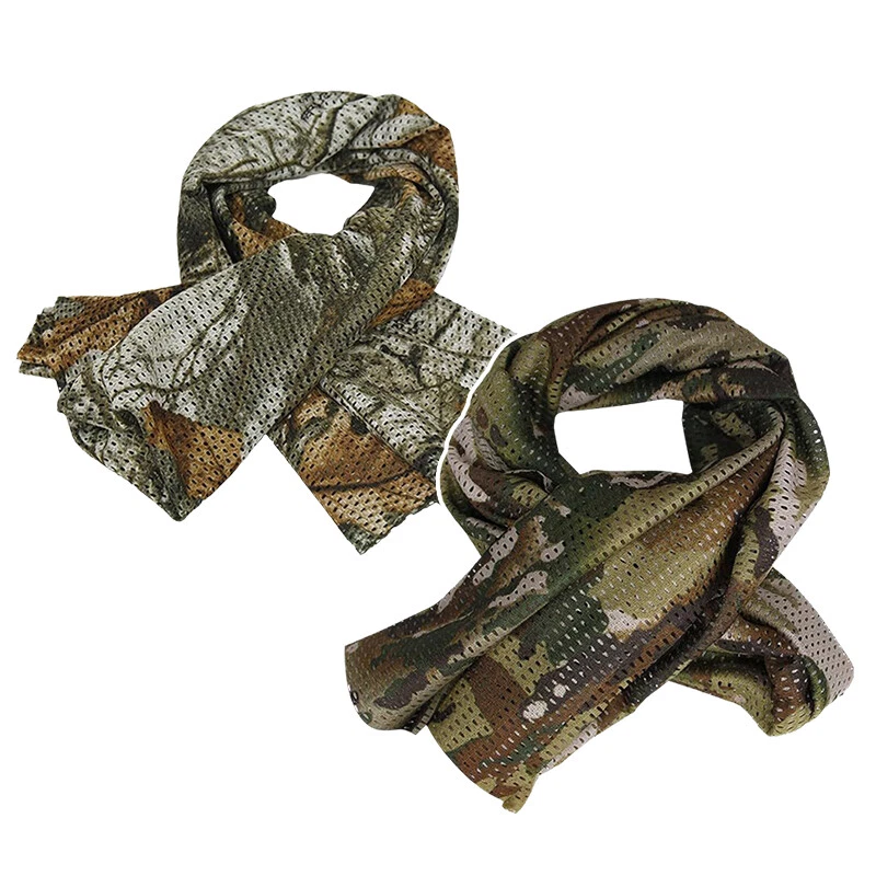 Bufanda de camuflaje de tácticas de caza transpirable y a prueba de viento toalla de malla de camuflaje Foto 3 de 4