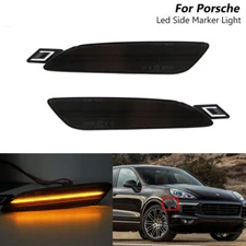 Smoke Lens Amber Full LED Bumper Side Marker Light For Porsche Cayenne 2015-2018