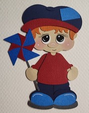 4th of July Boy Red Hair. Scrapbook, Card Making Paper Piecing