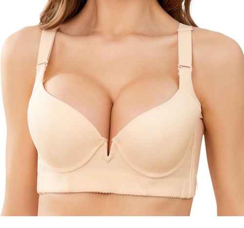 Women Push Up Bras with Back Fat Coverage Seamless Underwire 38D T-Shirt Bra