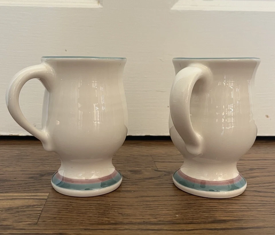 Pfaltzgraff JUNIPER tazas con patas de pedestal gres 12 oz malva/verde - Juego de 2 Foto 2 de 4