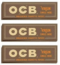 3x OCB ROLLING PAPERS VIRGIN SINGLE WIDE *BEST PRICE* *FREE USA SHIPPING*!