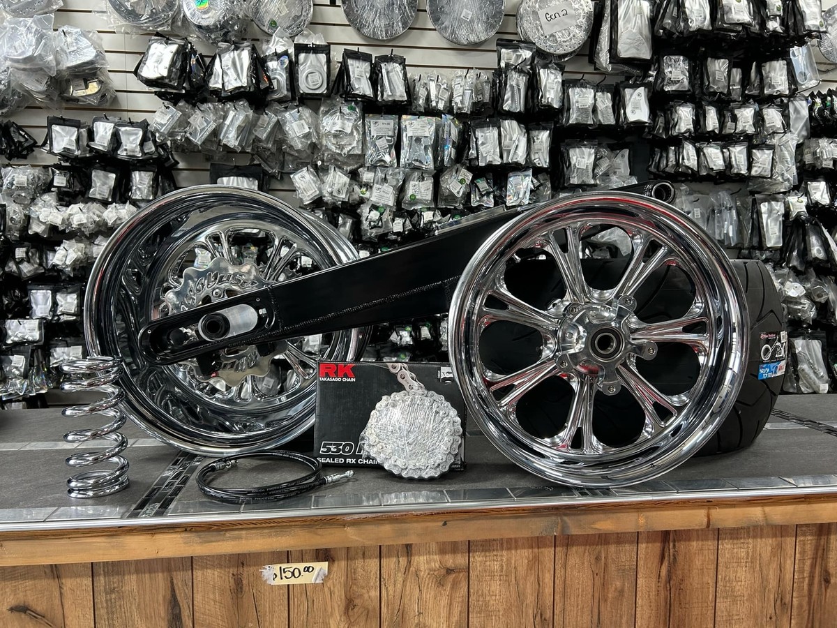 SALE! 360 FAT TIRE KIT CHROME VANDETTA WHEELS & BLACK ARM 99 SALE! 360 FAT TIRE KIT CHROME VANDETTA WHEELS & BLACK ARM 99