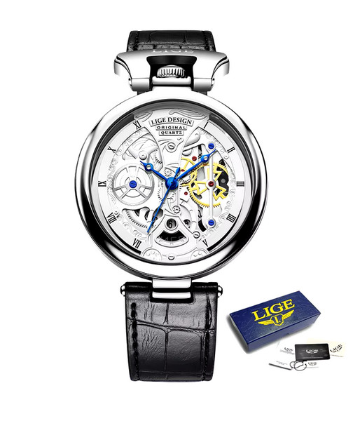 Montre homme étanche argentée LIGE pour accessoiriser un costume d'affaires