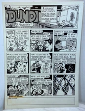 1974 DUNDI Comic Pencil Pen & Ink Drawing. P.L. HOPPER Cartoon Board Art